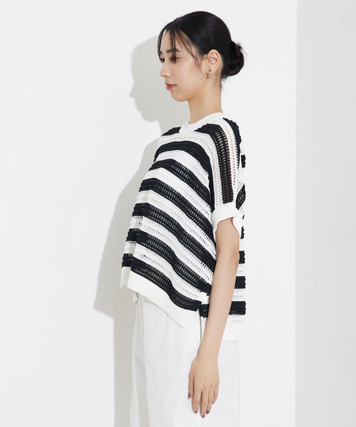 qualite ニット セーター 「大人の透け感」透かしガーター