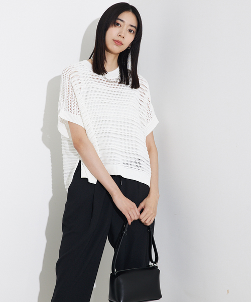 qualite ニット セーター 「大人の透け感」透かしガーター