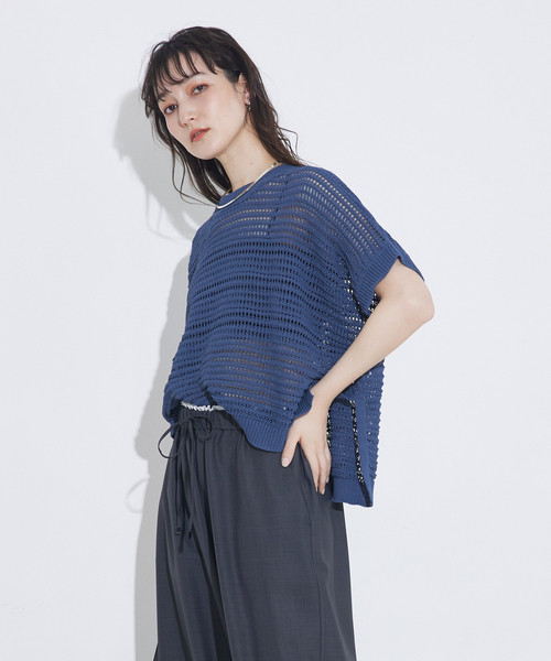 qualite（カリテ） ニット セーター 「大人の透け感」透かしガーター