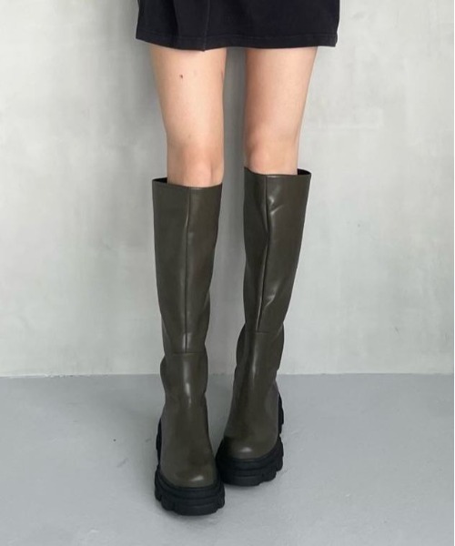 JEANASIS（ジーナシス） ロングブーツ LARGE カーキ レディース
