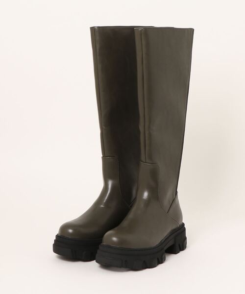 JEANASIS（ジーナシス） ロングブーツ LARGE カーキ レディース