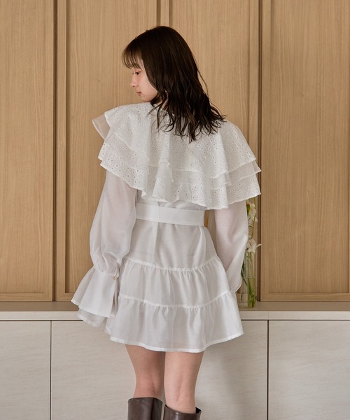 mideal（マイディール） チュニック ruffle lace sheer tunic one