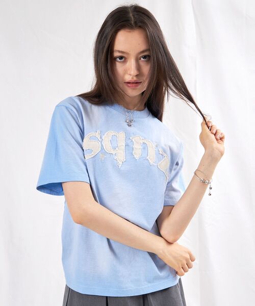 SEQUENZE tシャツ WEB限定 / 立体フリンジ ワッペン半袖Tシャツ sqnz