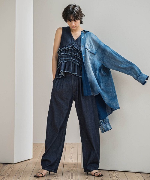 MAYSON GREY（メイソングレイ） ベスト ジレ レイヤードフリルデニム