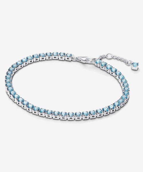 美品 PANDORA SV ブレスレット S925刻印 箱付き クローバー PANDORA（パンドラ） ブレスレット スパークリング ライトブルー