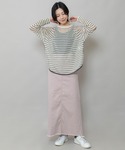 デニムスカート ダスティー加工デニムマキシタイ...の詳細画像1