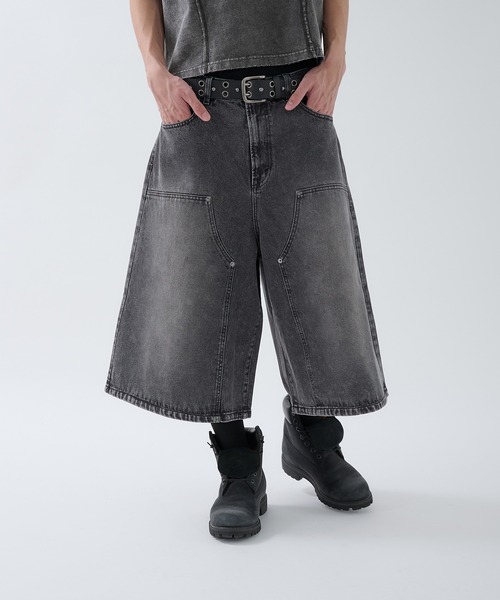 ANDER HUNK ハーフパンツ ワイドパンツ ジーンズ Washed Double-knee