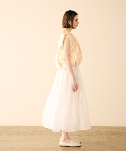 マリリーンムーン ウォッシャブルシアースターチコットンギャザースカート Marilyn Moon（マリリンムーン） スカート sheer starched cotton