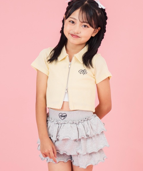 ANAP kids tシャツ ダブルジップリブトップス(ジュニアお揃い