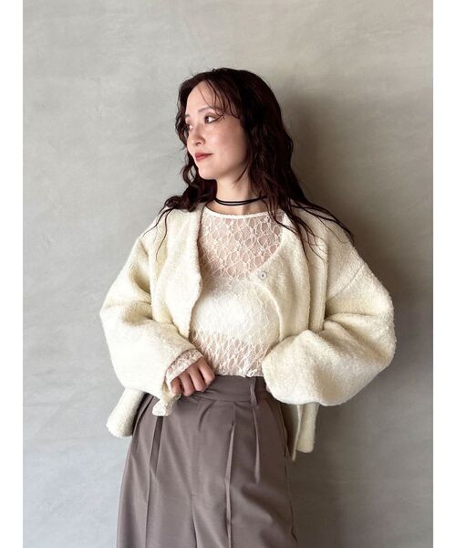 LAGUNAMOON（ラグナムーン） カーディガン セッケツニットボアブルゾン