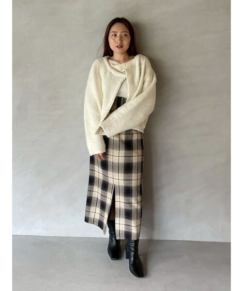 LAGUNAMOON（ラグナムーン） カーディガン セッケツニットボアブルゾン