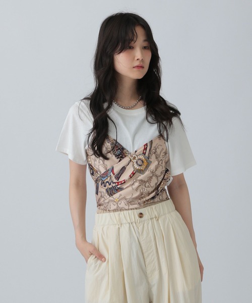 スカーフPTビスチェ MACPHEE LEPSIM tシャツ スカーフビスチェ風プルオーバー 580606