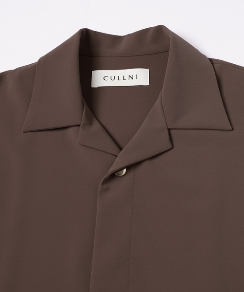 CULLNI クルニ 20SS アシンメトリーラベル シャツ ブラウン CULLNI（クルニ） シャツ Stretch Twill Tie Locken Open Collar Shirt