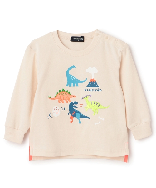 kladskap（クレードスコープ） tシャツ 恐竜アップリケ長袖Tシャツ
