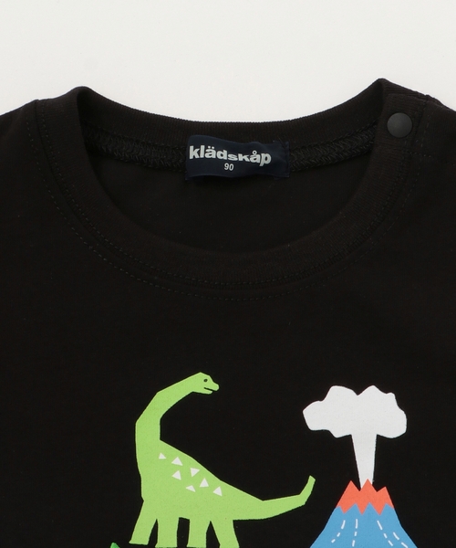 kladskap（クレードスコープ） tシャツ 恐竜アップリケ長袖Tシャツ