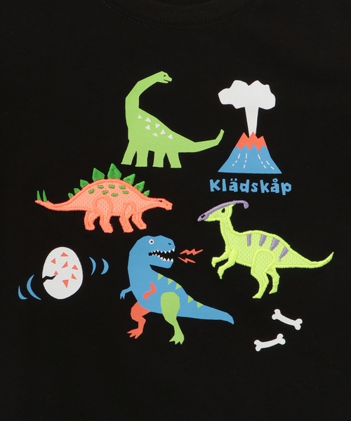 kladskap（クレードスコープ） tシャツ 恐竜アップリケ長袖Tシャツ