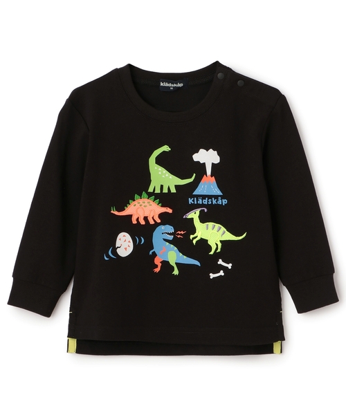 kladskap（クレードスコープ） tシャツ 恐竜アップリケ長袖Tシャツ