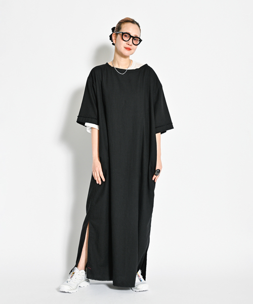 「CITYSHOP」 7分袖ワンピース 38 ピンク レディース_画像6