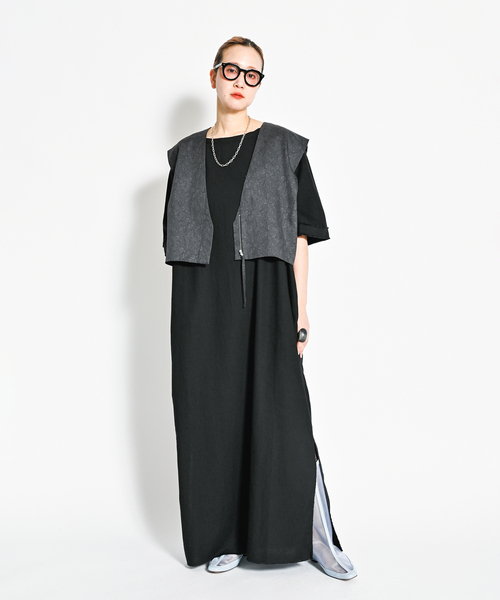 「CITYSHOP」 7分袖ワンピース 38 ピンク レディース_画像7