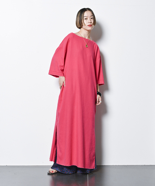 「CITYSHOP」 7分袖ワンピース 38 ピンク レディース_画像8