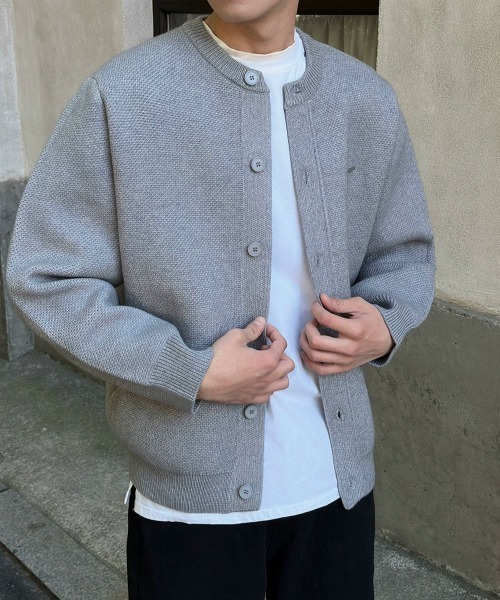 Otte カーディガン ラウンドネックニットカーディガン メンズ