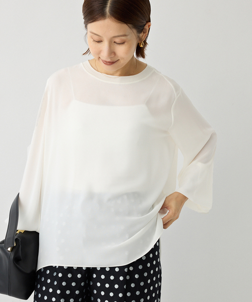 IENA（イエナ） ブラウス シャツ ジョーゼットリブネックブラウス