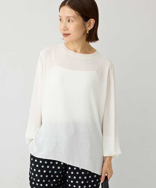 IENA（イエナ） ブラウス シャツ ジョーゼットリブネックブラウス