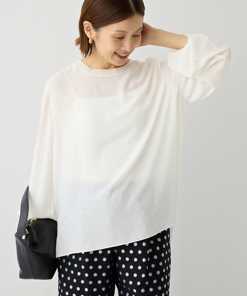 IENA（イエナ） ブラウス シャツ ジョーゼットリブネックブラウス