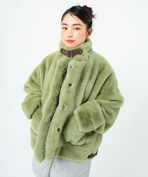 HTH ブルゾン アウター faux fur jacket レディース : ZOZOTOWN Yahoo