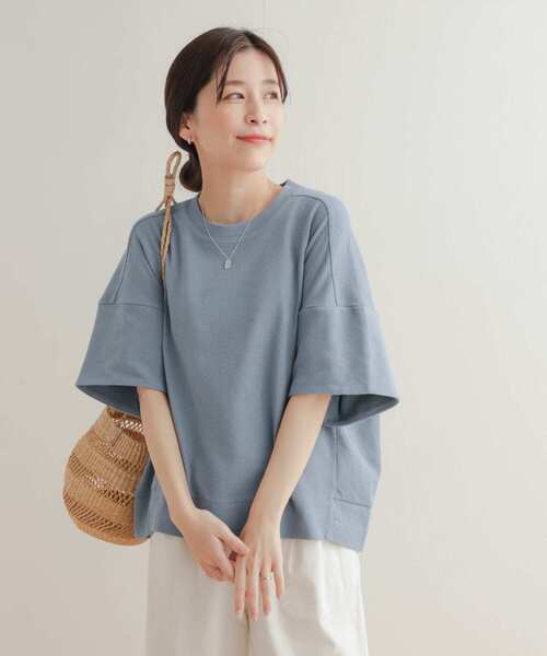 本日売り切り！【新品】Drawer 水色 丸襟半袖ニットセ-タ- チャーミーキティ/衿付き半袖ケーブルニット/Green Parks（グリーン