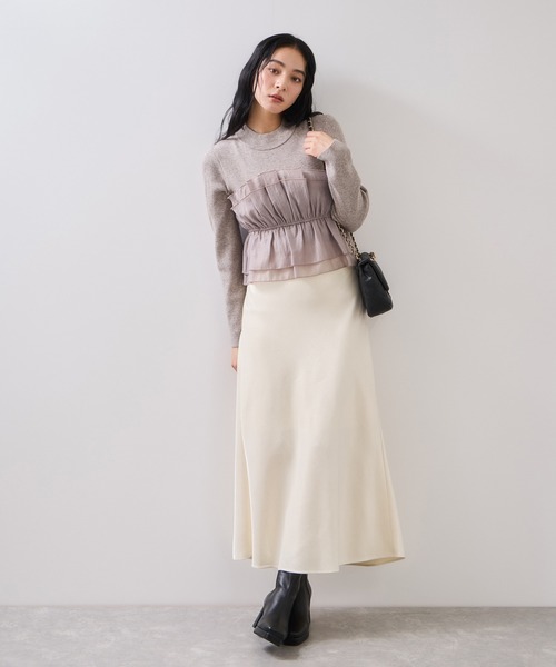 VIS（ビス） ロング スカート シャイニーナローフレアスカート