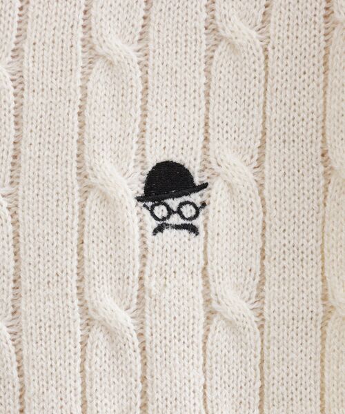 セーター ニット 「LIMITED」ワンポイント刺繍ケーブルニット メンズ