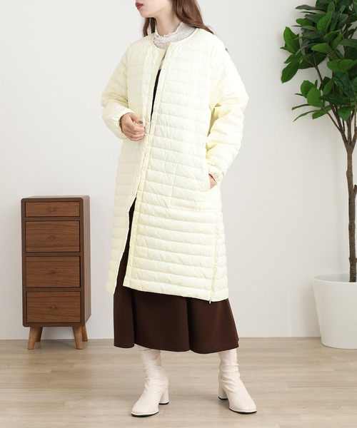３月の迄の出品オムネス　ロングダウンコート　インナーダウン OMNES（オムネス） コート アウター インナーダウン サイドジップ