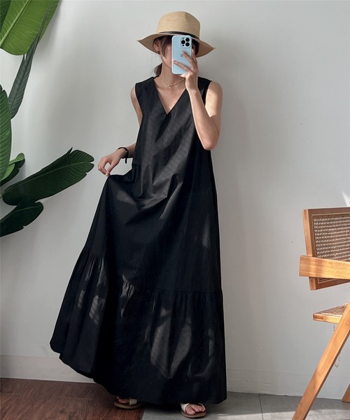 「MAISON DE THERESE」 「AIYISHANGFUSHI」ノースリーブワンピース FREE ブラック レディース_画像2