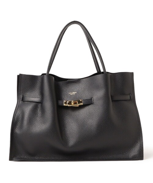 VIOLAd'ORO メタルパーツトートバッグ ブラックレザー VIOLAd'ORO メタルパーツトートバッグ ブラックレザー