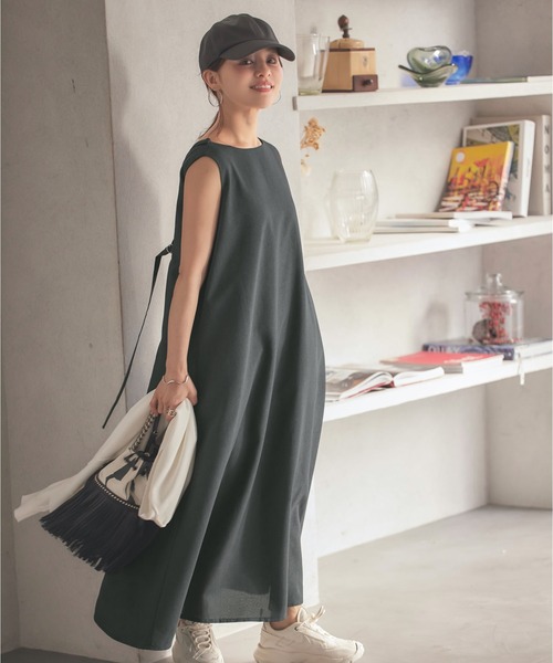 「KOBE LETTUCE」 ノースリーブワンピース - グレイッシュベージュ レディース_画像6