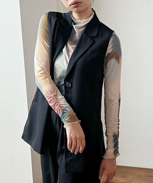 CITY TOKYO テーラードパイピングカラージレ sakishimatokyo ベスト ジレ テーラードベスト/ジレ レディース