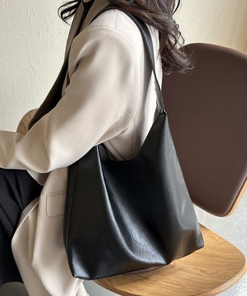 WYZ ショルダーバッグ フェイクレザーワンショルダートートバッグ/A4