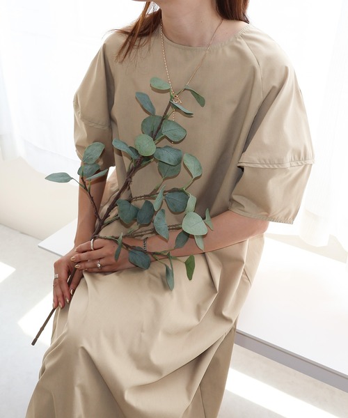 「Social GIRL」 7分袖ワンピース M ベージュ レディース_画像5