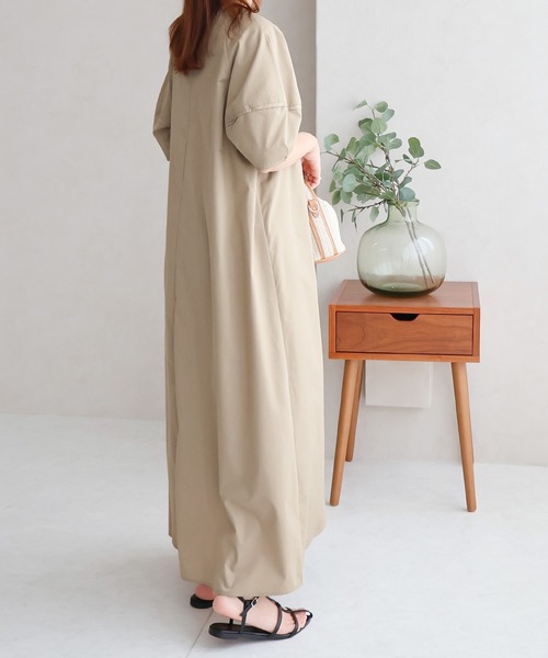「Social GIRL」 7分袖ワンピース M ベージュ レディース_画像6