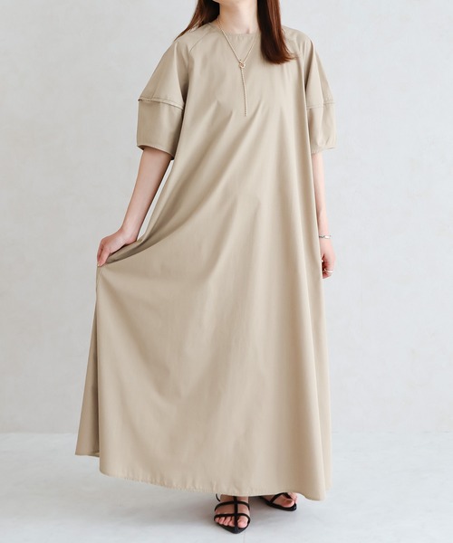 「Social GIRL」 7分袖ワンピース M ベージュ レディース_画像8