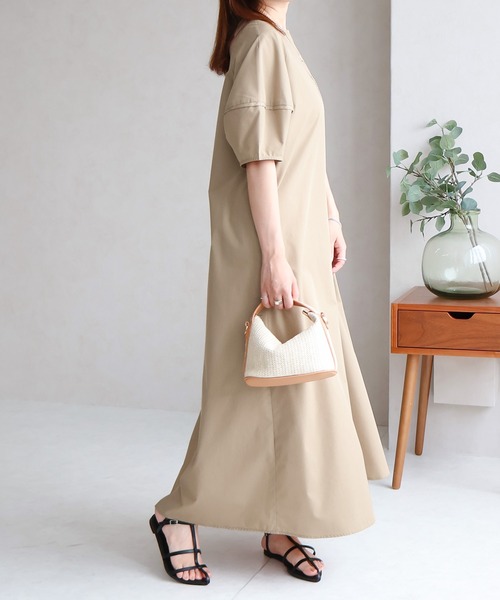 「Social GIRL」 7分袖ワンピース M ベージュ レディース_画像9