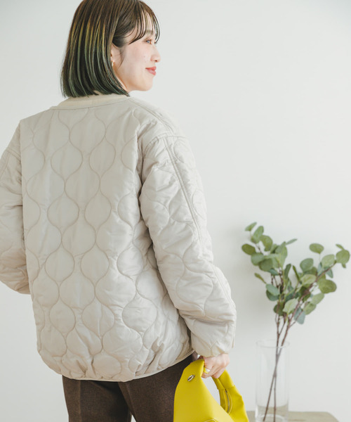 「ITEMS URBANRESEARCH」 ノーカラージャケット FREE カーキ レディース_画像5