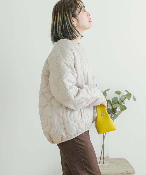 「ITEMS URBANRESEARCH」 ノーカラージャケット FREE カーキ レディース_画像6