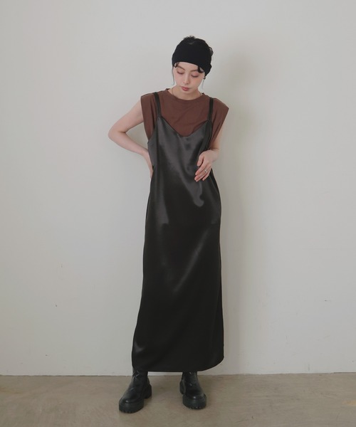 「LIAN」 キャミソールワンピース FREE グレイッシュベージュ レディース_画像2