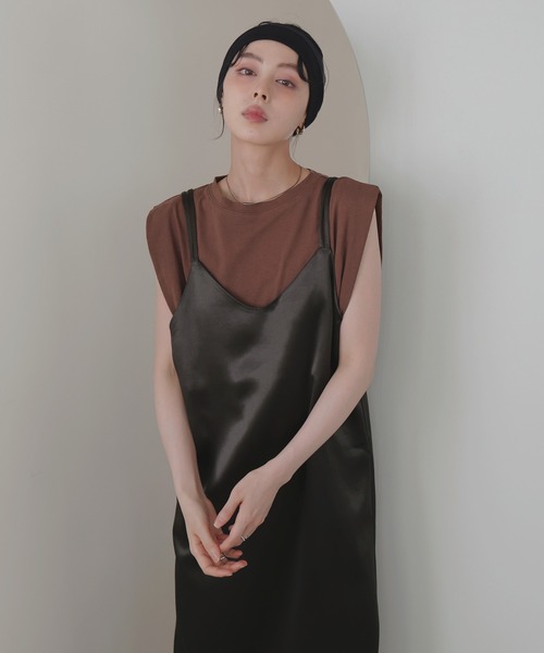 「LIAN」 キャミソールワンピース FREE グレイッシュベージュ レディース_画像4