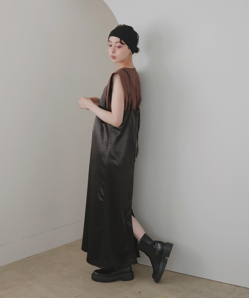 「LIAN」 キャミソールワンピース FREE グレイッシュベージュ レディース_画像5