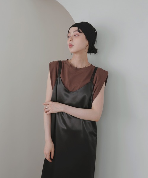 「LIAN」 キャミソールワンピース FREE グレイッシュベージュ レディース_画像6