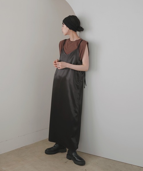 「LIAN」 キャミソールワンピース FREE グレイッシュベージュ レディース_画像8