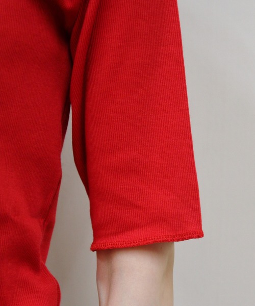 美品◯MEYAME コットンT レッド MEYAME（メヤメ） tシャツ ソフトリブハーフスリーブTEE SOFT RIB HALF